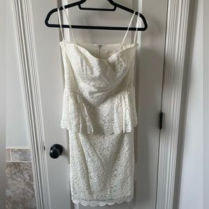 Ann Taylor offwhite, sweetheart peplum lace dress. Size 10